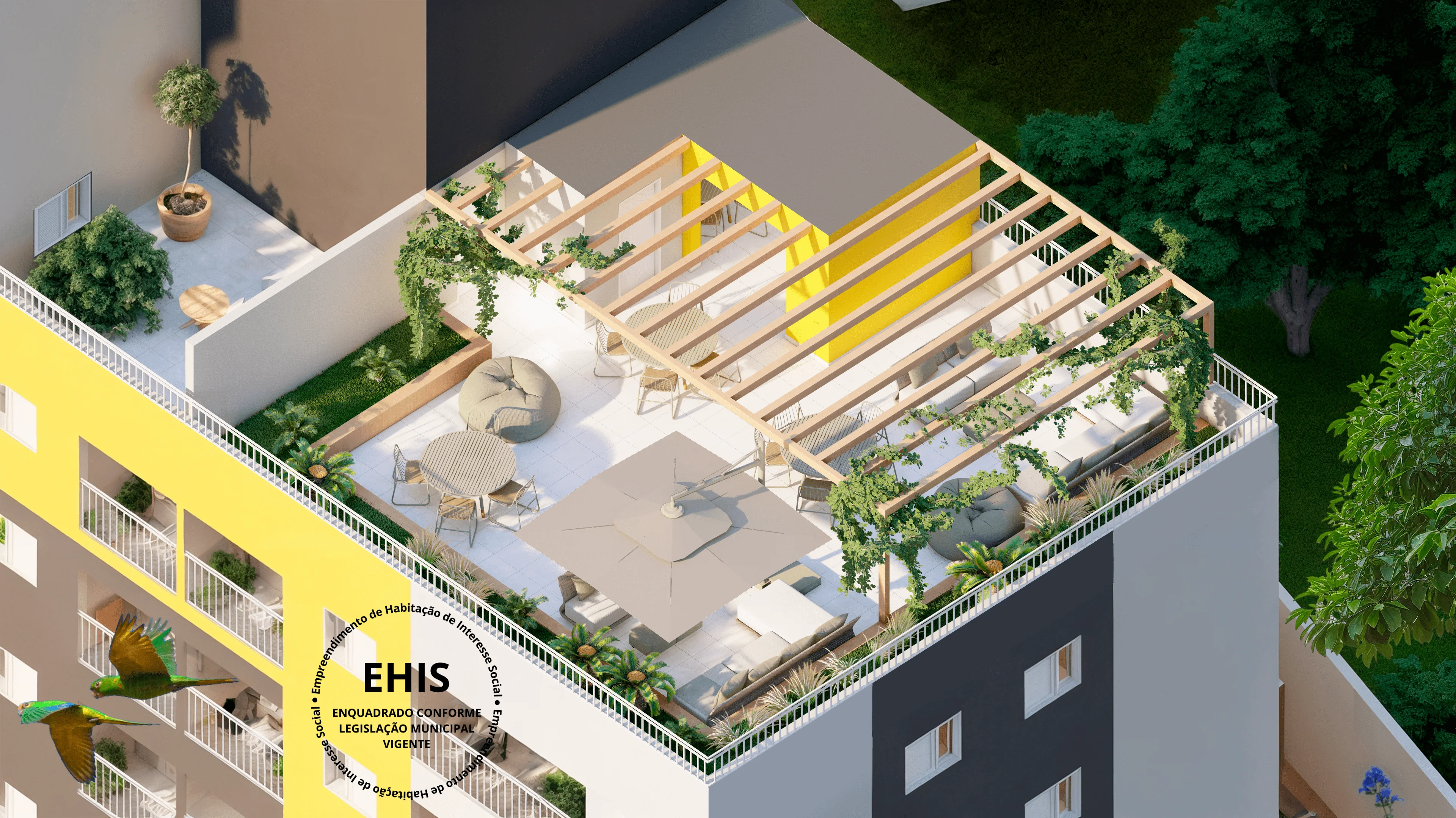 Perspectiva Ilustrada Rooftop Angulo 2